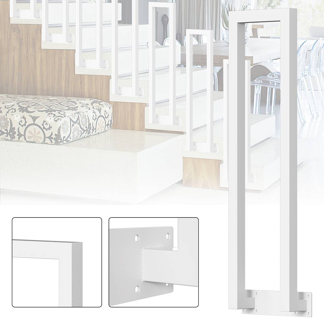 100cm U-Form Treppengeländer Weiß Ovalrohr Handlauf Seitliche Montage