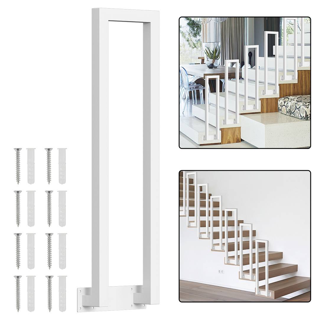 85cm U-Form Treppengeländer Weiß Vierkantrohr Handlauf Seitliche Montage