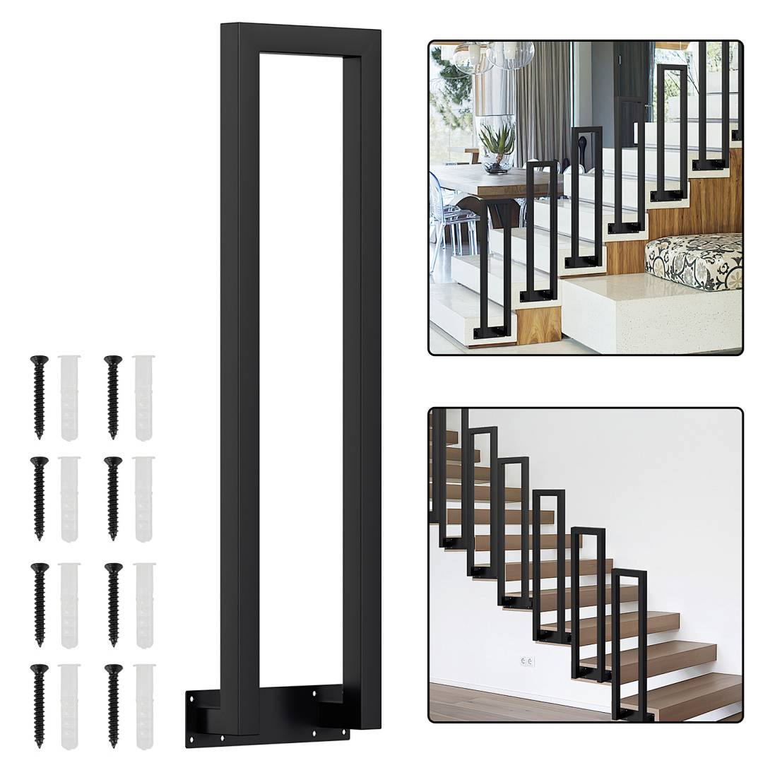 95cm U-Form Treppengeländer Schwarz Vierkantrohr Handlauf Seitliche Montage