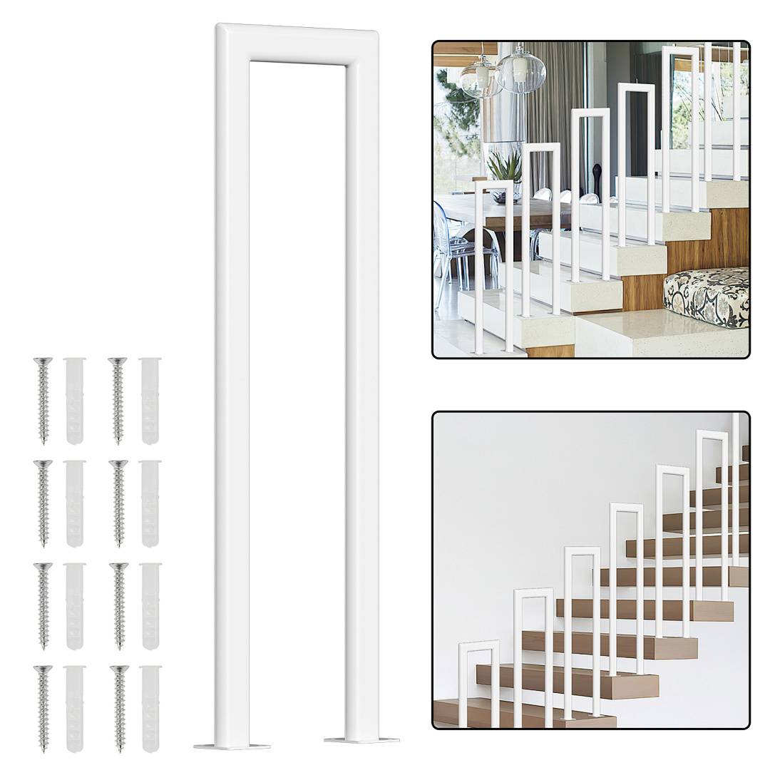 100cm U-Form Treppengeländer Weiß Ovalrohr Handlauf Aufrechte Montage