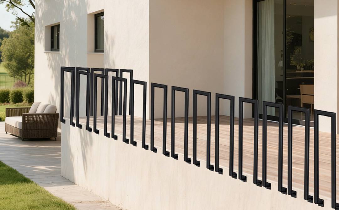 100cm U-Form Treppengeländer Schwarz Ovalrohr Handlauf Seitliche Montage