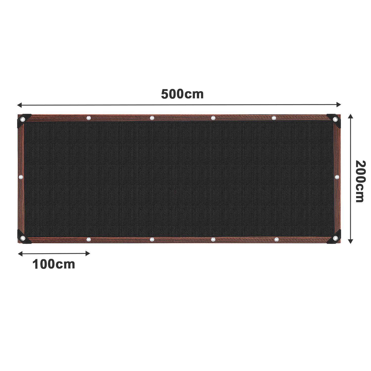 2er Set Schattiernetz 200x500 cm Schwarz mit Ösen 95% UV Schutz Garten Balkon Terrasse Pergola Zaun
