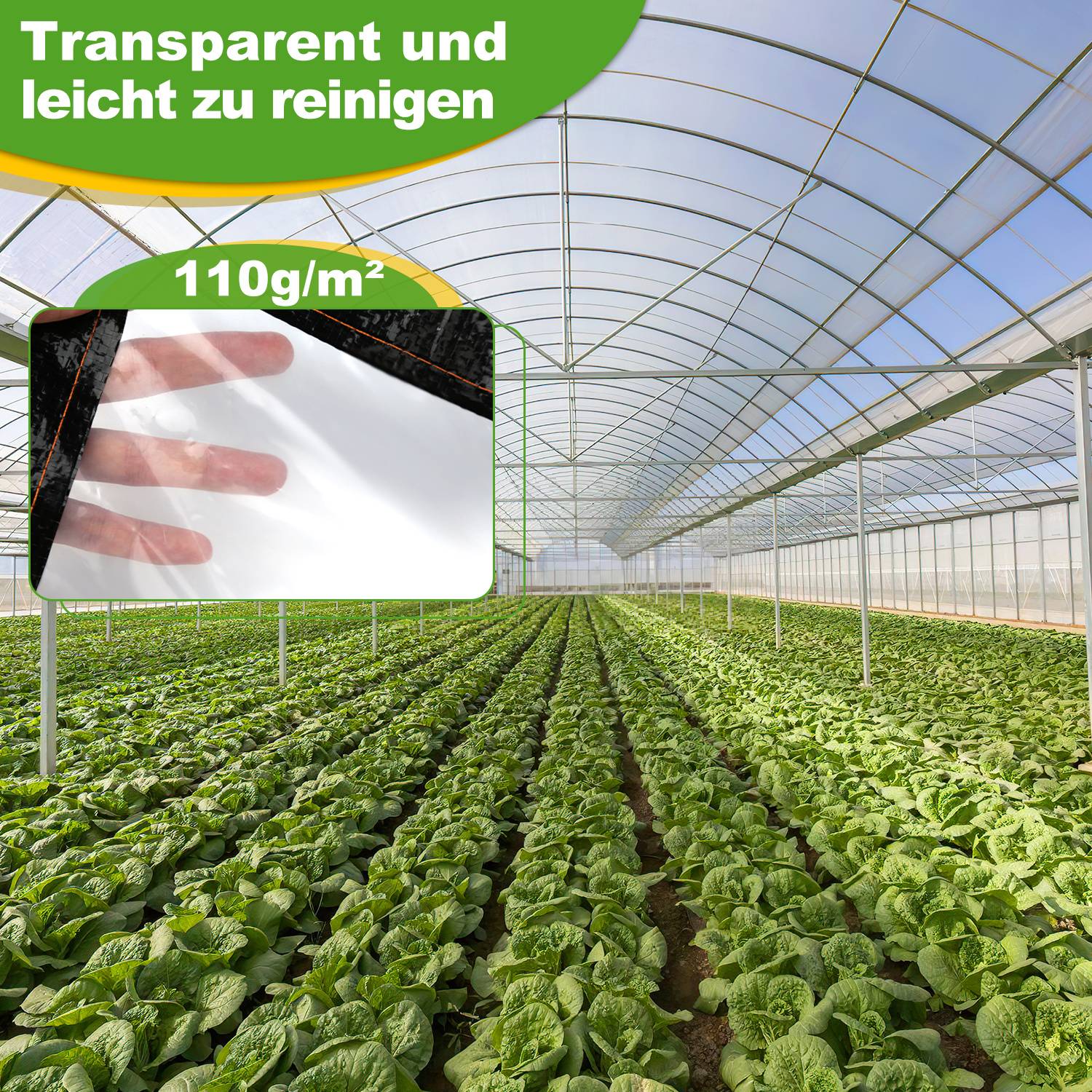 Transparente PE Gewächshausfolie 300 x 300 cm, Abdeckplane mit Ösen