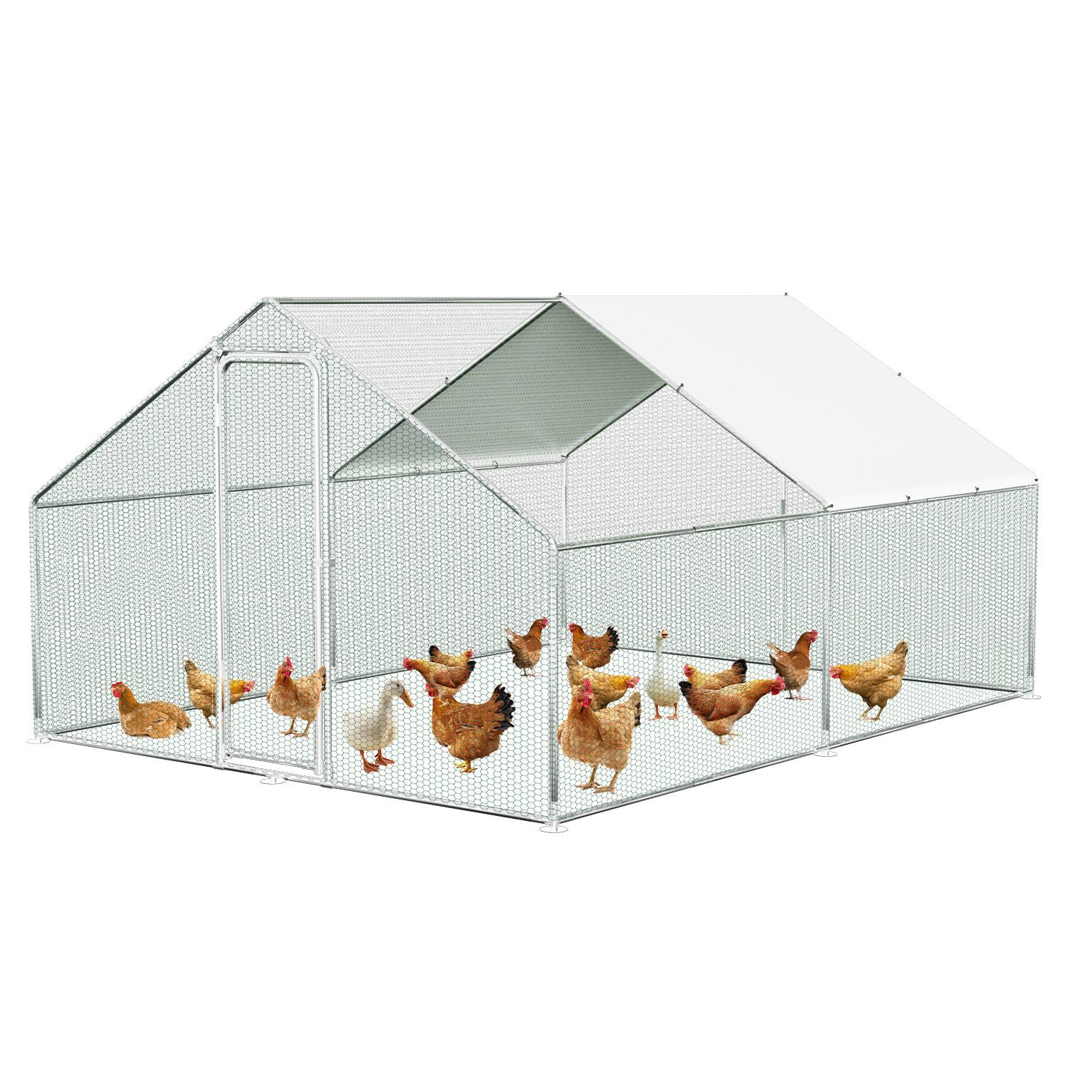 Hühnerstall 3x4x2m Querstreben Hühnerhaus Freilaufgehege Kleintierstall Voliere mit PE-Dach