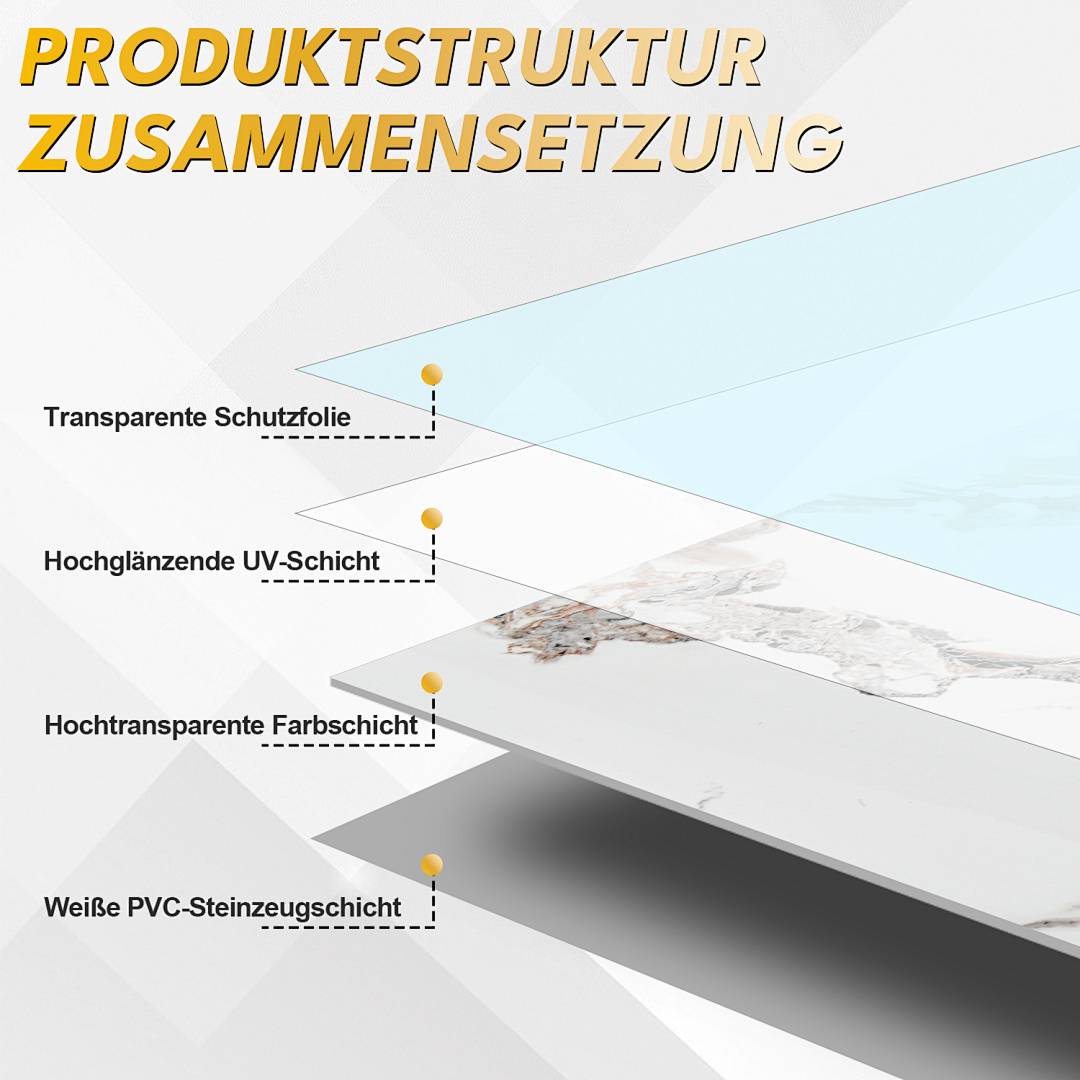 Wandpaneele 120×60 cm, weiß-gold-marmoriert, Verbundmaterial – 4er-Set