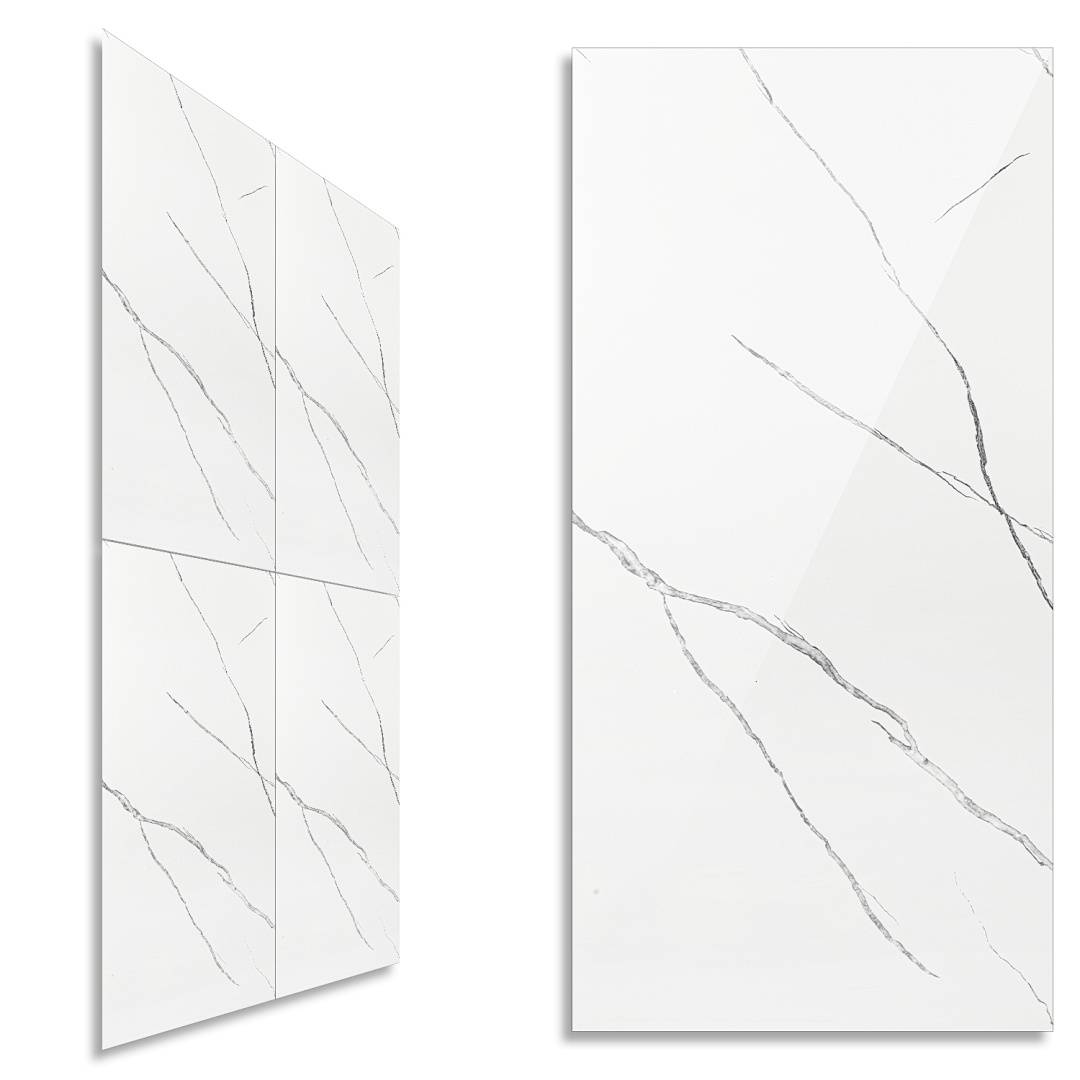 Wandpaneele 120×60 cm, weißer Marmor-Look – 4er-Set, Verbundmaterial