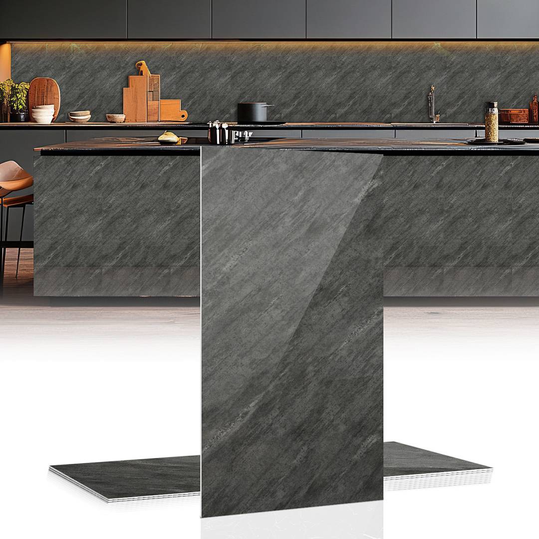 Wandpaneele 120×60 cm, steingrau, Verbundwerkstoff – 8er-Set, wasserfest