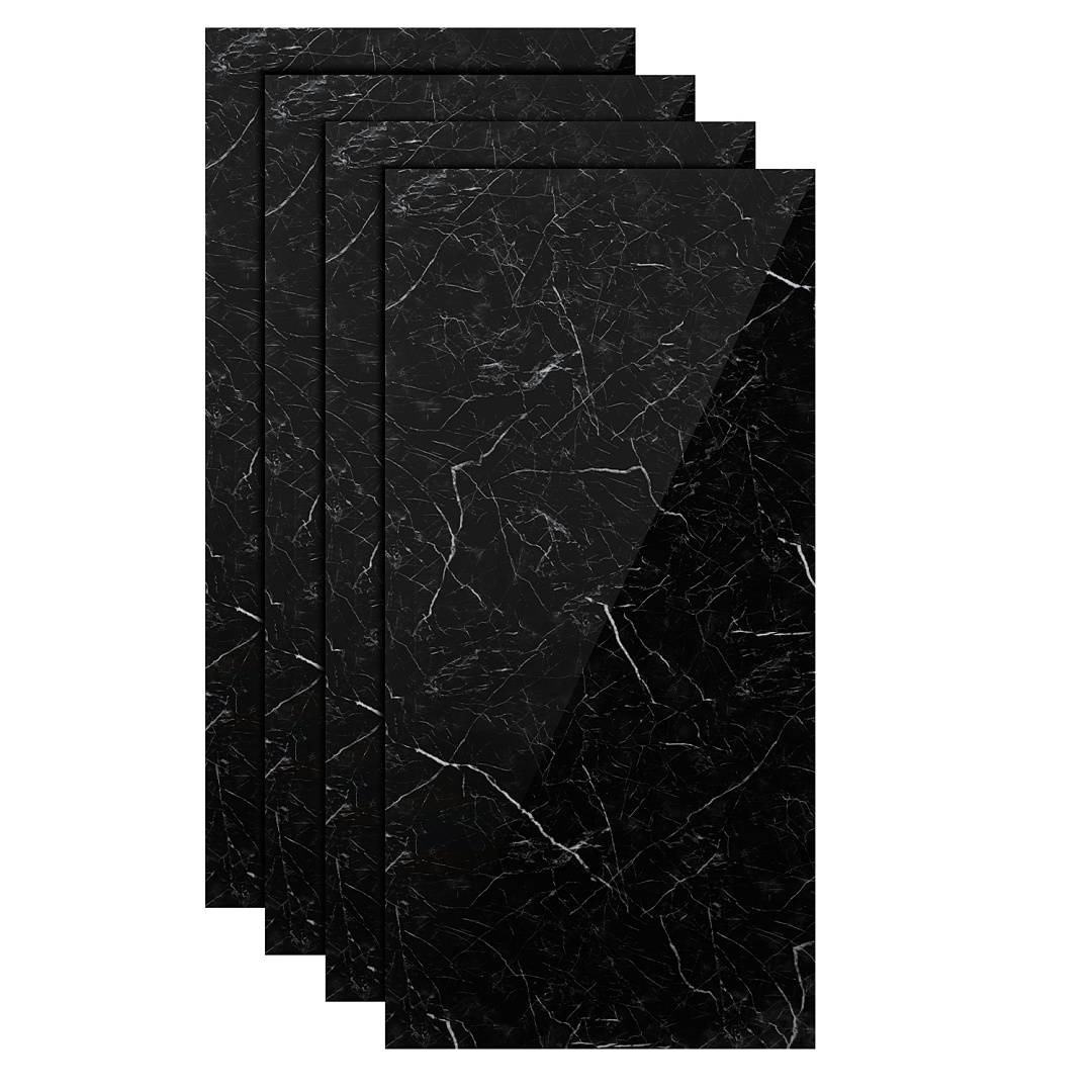 Wandpaneele 120×60 cm, schwarz-weißer Marmor-Verbundwerkstoff – 8er-Set