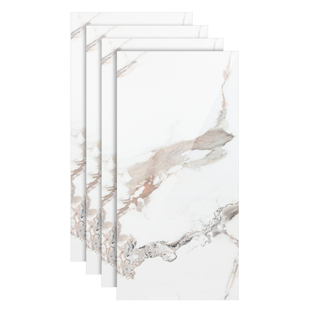 Wandpaneele 120×60 cm, weiß-gold, Marmoroptik, Verbundwerkstoff – 16er-Set