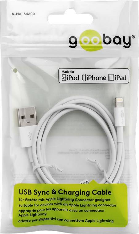 200x Goobay 72904 Lightning USB Lade- und Synchronisationskabel, 0,5 m, schwarz, 0.5 m - MFi-Kabel für Apple iPhone/iPad