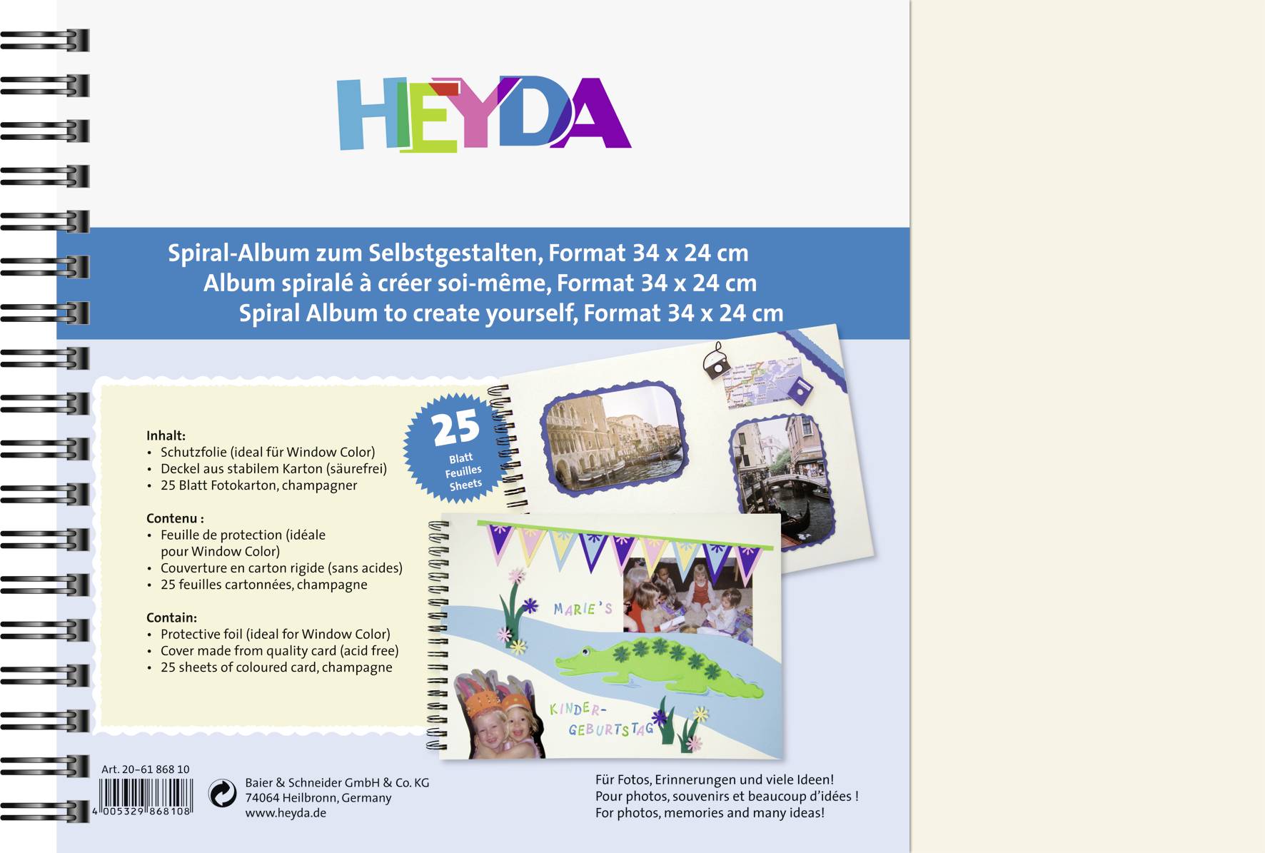 Heyda 206186810 Scrapbook- und Kreativalbum 24 x 34 cm champagner/champagner