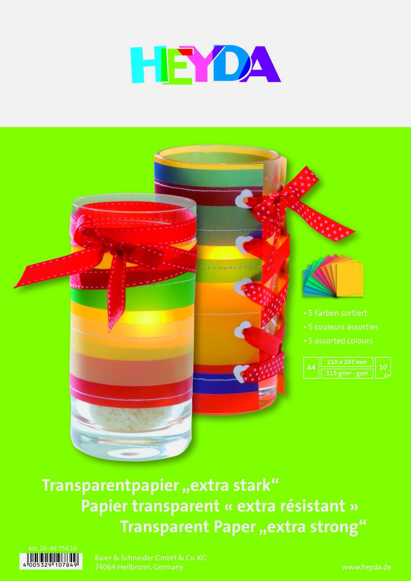Heyda 204875410 Transparentpapier A4 gelb, orange, rot, blau, grün