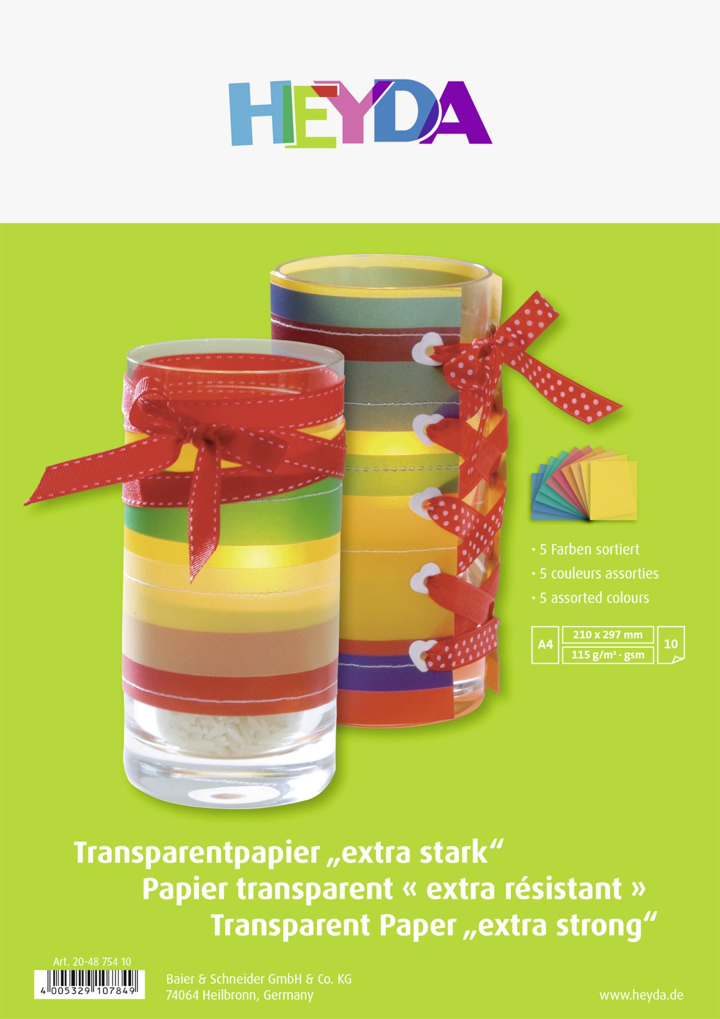 Heyda 204875410 Transparentpapier A4 gelb, orange, rot, blau, grün