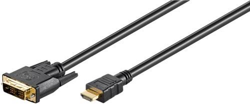 5X Goobay 51580 DVI-D/HDMI™ Kabel, vergoldet, 2 m, Schwarz - DVI-D-Stecker Single-Link (18+1 pin) > HDMI™-Stecker (Typ A)