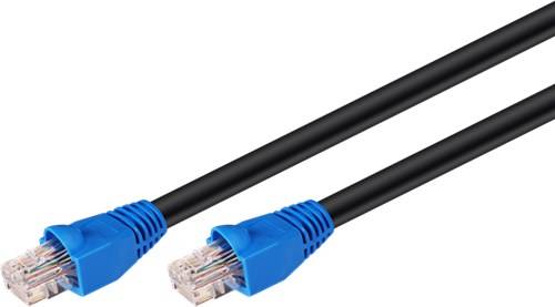5X Goobay 94394 CAT 6 Outdoor-Patchkabel, U/UTP, Schwarz, 40 m - CCA Kupfergemisch Material für SOHO-Anwendungen, PE-Außenmantel
