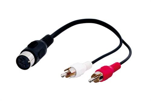 10X Goobay 50004 Audio Kabeladapter, DIN-Buchse zu stereo Cinch-Stecker, 0.2 m - DIN-Buchse 180° (5-Pin) > 2x Cinch-Stecker (Audio links/rechts)
