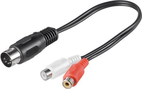 10X Goobay 50002 Audio Kabeladapter, DIN-Stecker zu stereo Cinch-Buchse, 0.2 m - DIN-Stecker 180° (5-Pin) > 2x Cinch-Buchse (Audio links/rechts)