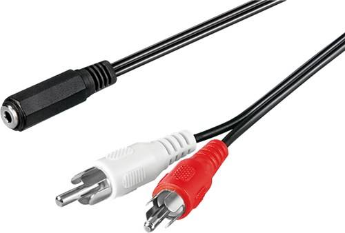 10X Goobay 50442 Audio Kabeladapter 3,5 mm Buchse zu Cinch-Stecker, 1.4 m, Schwarz - Klinke 3,5 mm Buchse (3-Pin, stereo) > 2x Cinch-Stecker (Audio