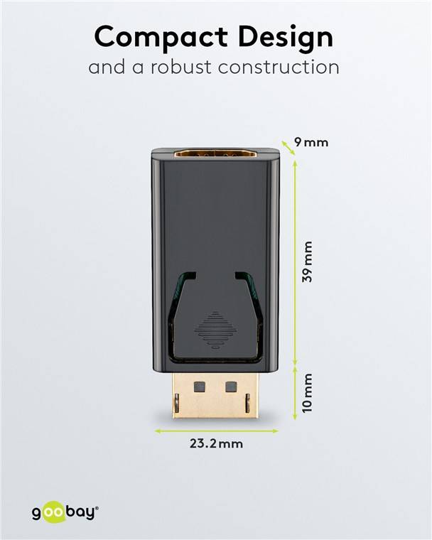 10X Goobay 51719 DisplayPort/HDMI™ Adapter 1.1, vergoldet, Schwarz - DisplayPort-Stecker > HDMI™-Buchse (Typ A)