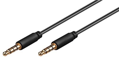 10X Goobay 63824 Audio Verbindungskabel AUX, 3,5 mm stereo 4-pol., slim, CU, 0.5 m, Schwarz - Klinke 3,5 mm Stecker (4-Pin, stereo) > Klinke 3,5 mm