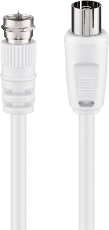 10X Goobay 11829 SAT/Antennen Adapterkabel (<70 dB), 2x geschirmt, 1.5 m, Weiß - F-Stecker > Koax-Buchse