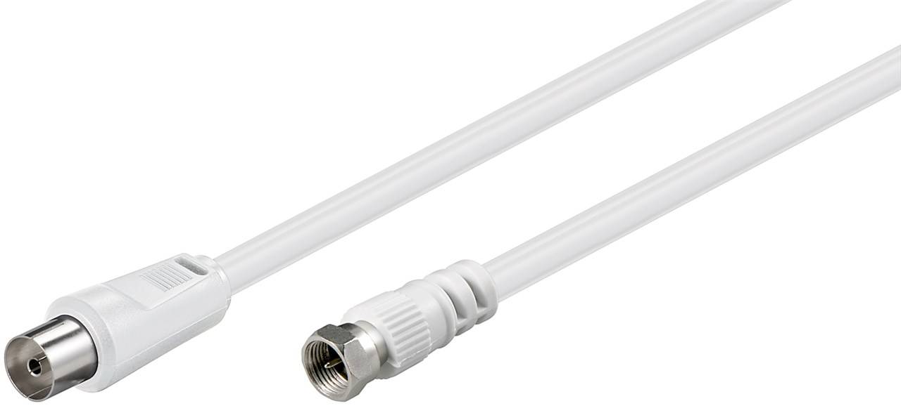 10X Goobay 11829 SAT/Antennen Adapterkabel (<70 dB), 2x geschirmt, 1.5 m, Weiß - F-Stecker > Koax-Buchse