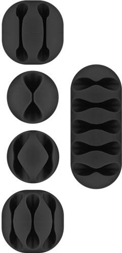 10X Goobay 70683 Kabel Management Set, schwarz, Schwarz - 5er-Set zum Ordnen und Fixieren