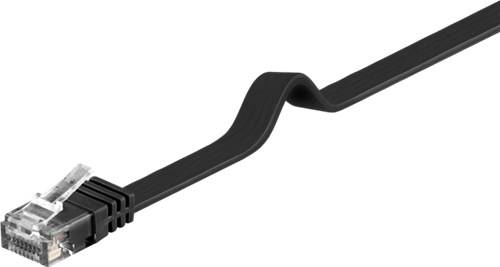 10X Goobay 95379 CAT 6 Flach-Patchkabel, U/UTP, Schwarz, 0.5 m - Kupfermaterial