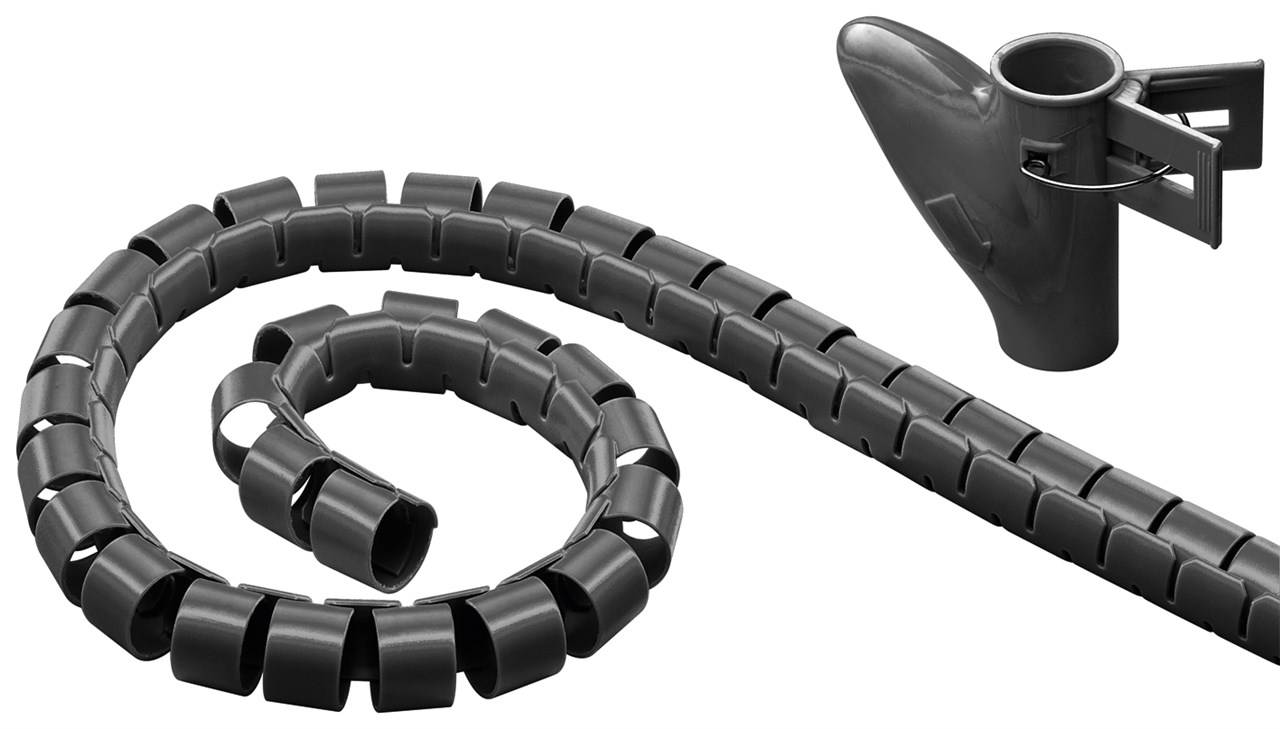 20X Goobay 51924 Kabelkanal, Schwarz - 2,5 m robuster Spiralschlauch gegen den Kabelsalat