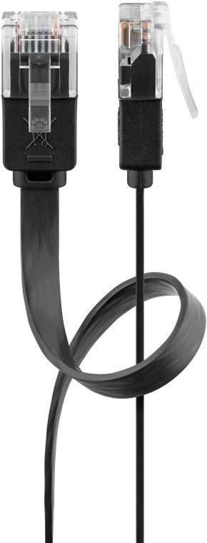 160x Goobay 95384 CAT 6 Flach-Patchkabel, U/UTP, schwarz, 2 m - Kupferleiter (CU)