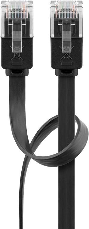 20x Goobay 95385 CAT 6 Flach-Patchkabel, U/UTP, schwarz, 20 m - Kupferleiter (CU)