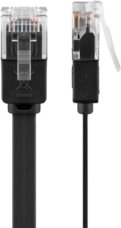 120x Goobay 95386 CAT 6 Flach-Patchkabel, U/UTP, schwarz, 3 m - Kupferleiter (CU)