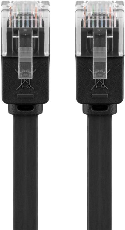 290x Goobay 95379 CAT 6 Flach-Patchkabel, U/UTP, schwarz, 0.5 m - Kupferleiter (CU)