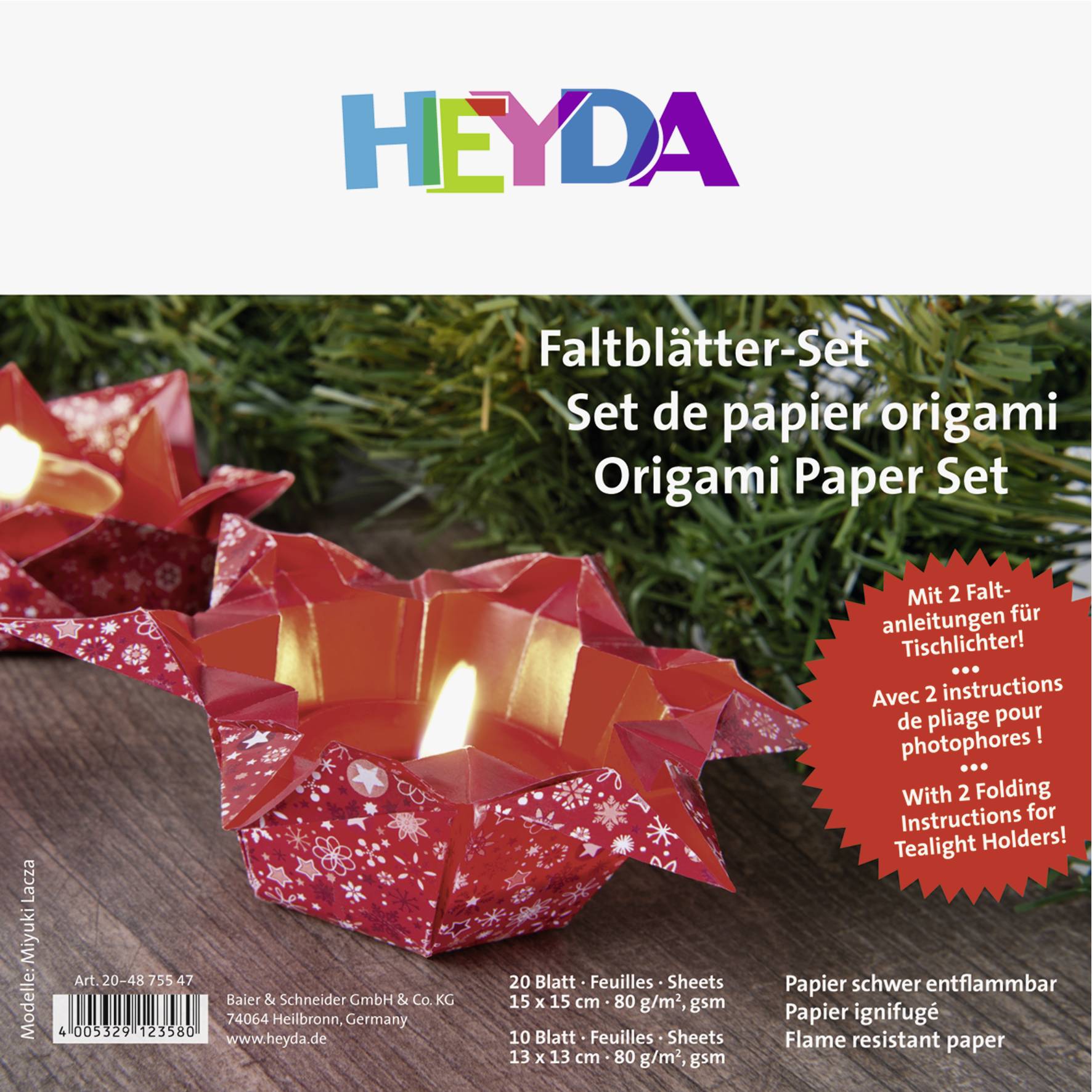 Heyda 204875547 Faltblätter "Lucia" rot