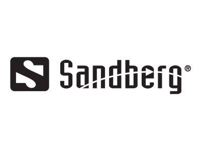 Sandberg-Logo mit einem schwarzen quadratischen Symbol und dem Markennamen in stilisierter schwarzer Schrift.
