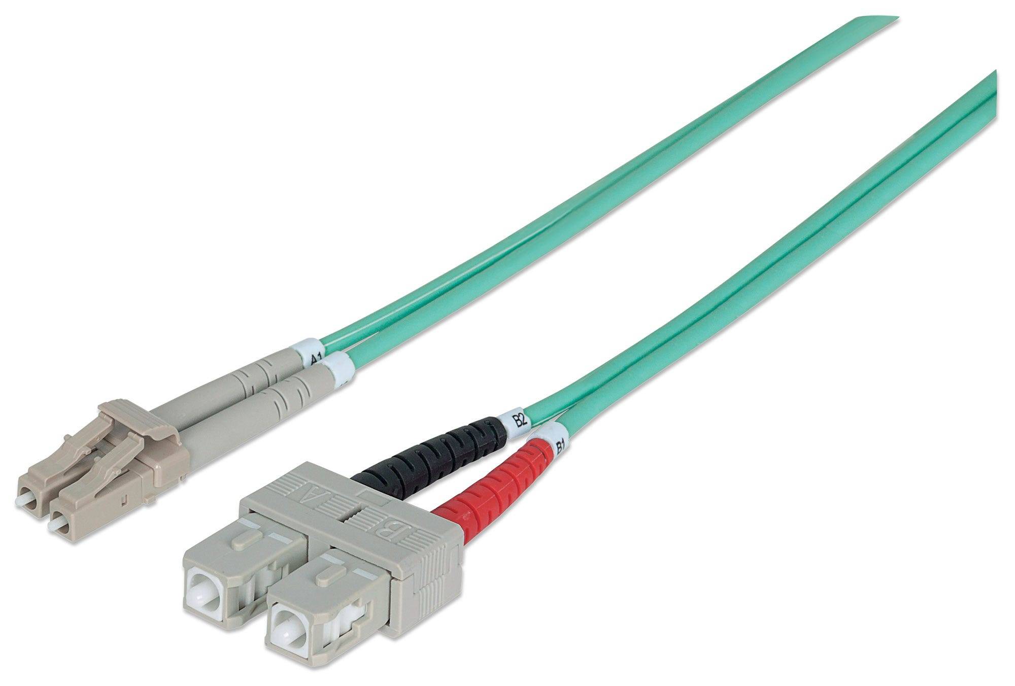 Intellinet 750912 Intellinet LWL Anschlusskabel LC/SC 1m Multimode OM3 aqua