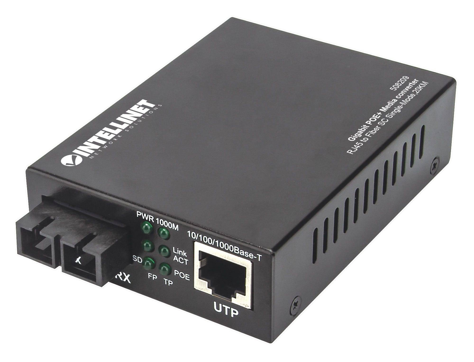Intellinet 508209 Intellinet Gigabit PoE + Medienkonverter SC Singlemode 20km