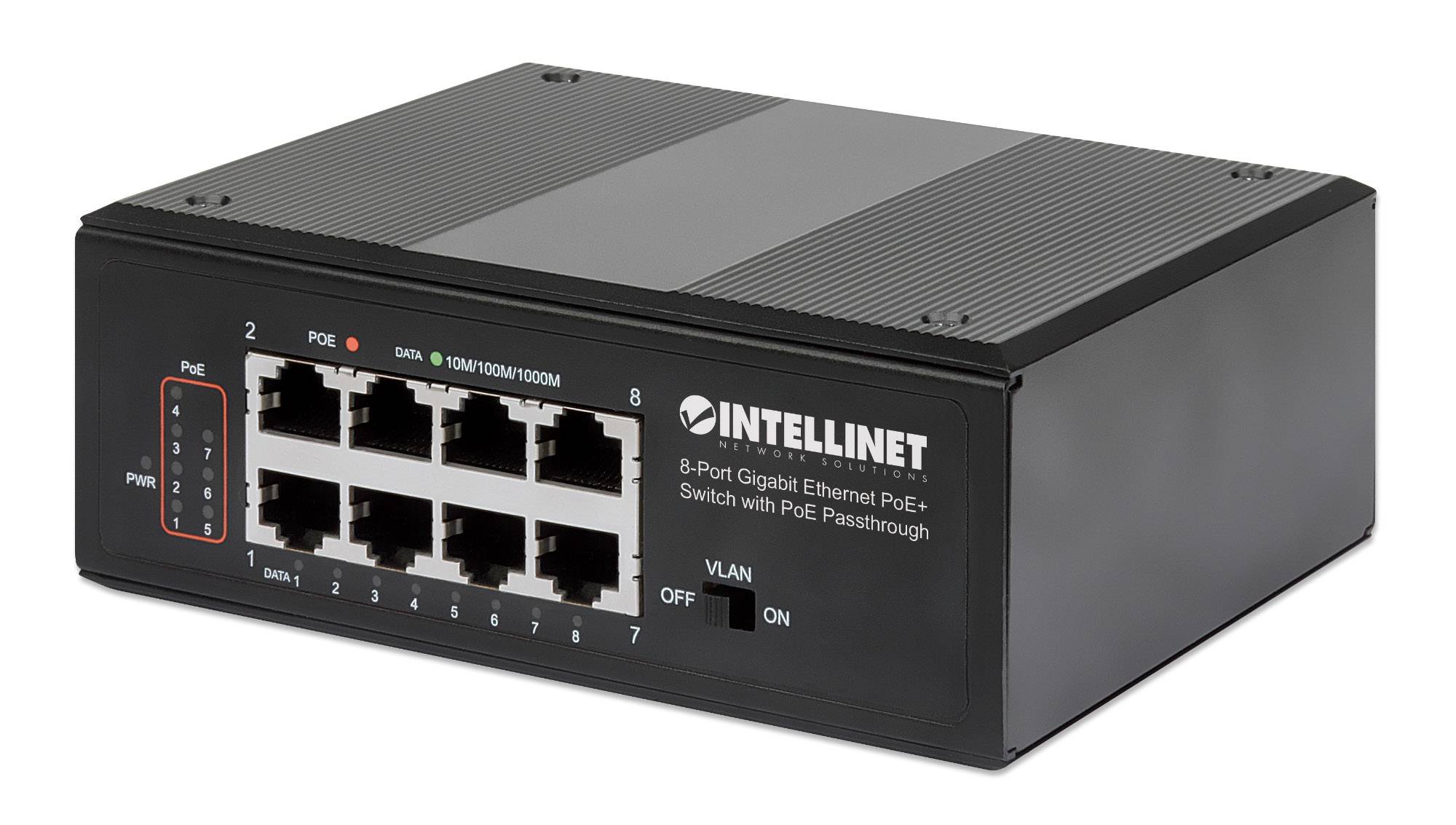 Intellinet 561624 INTELLINET 8-Port PoE+ Gigabit Switch mit PoE-Passthrough