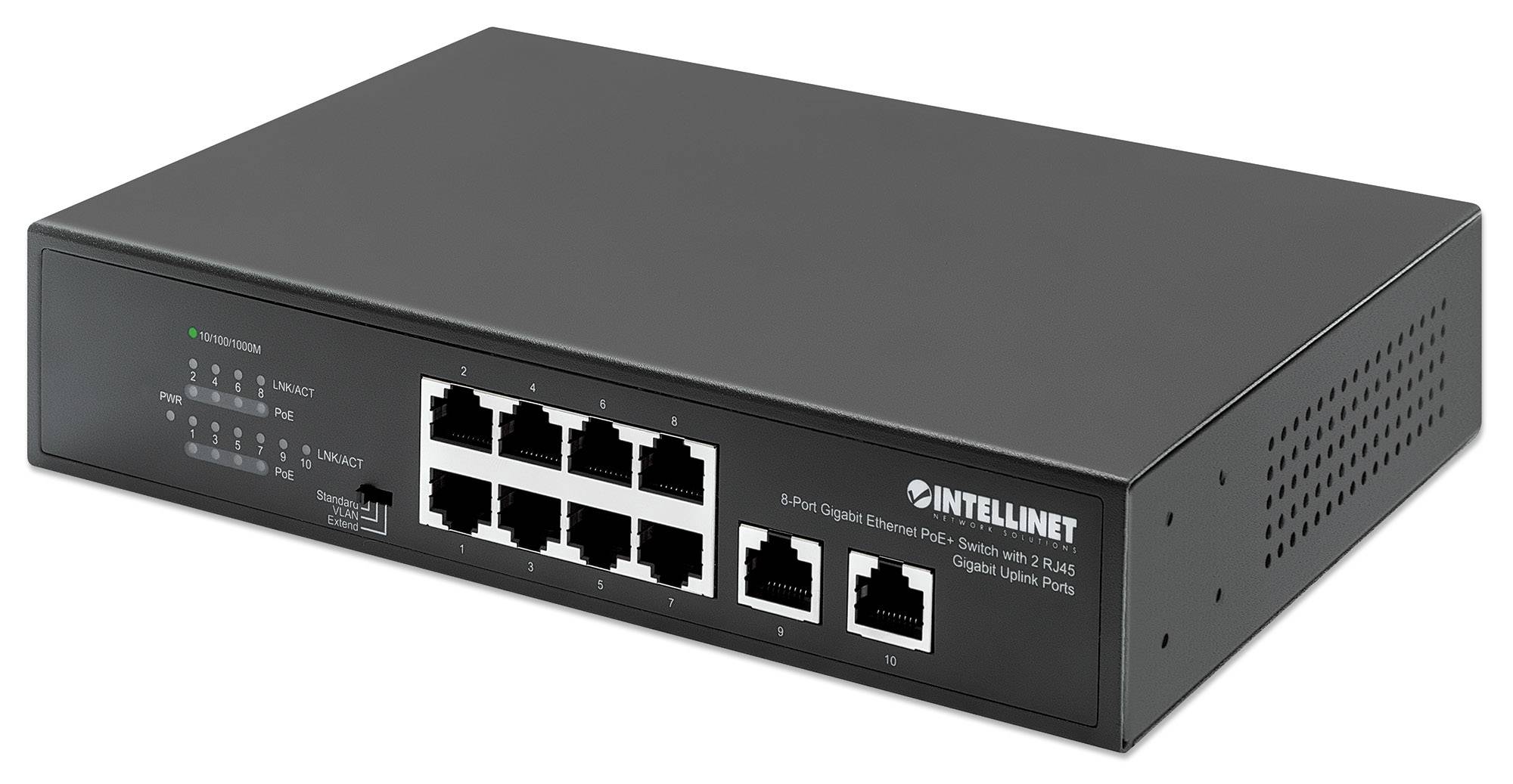 Intellinet 561402 INTELLINET 8-Port Gigabit PoE+ Switch 2 RJ45-Ports 120W