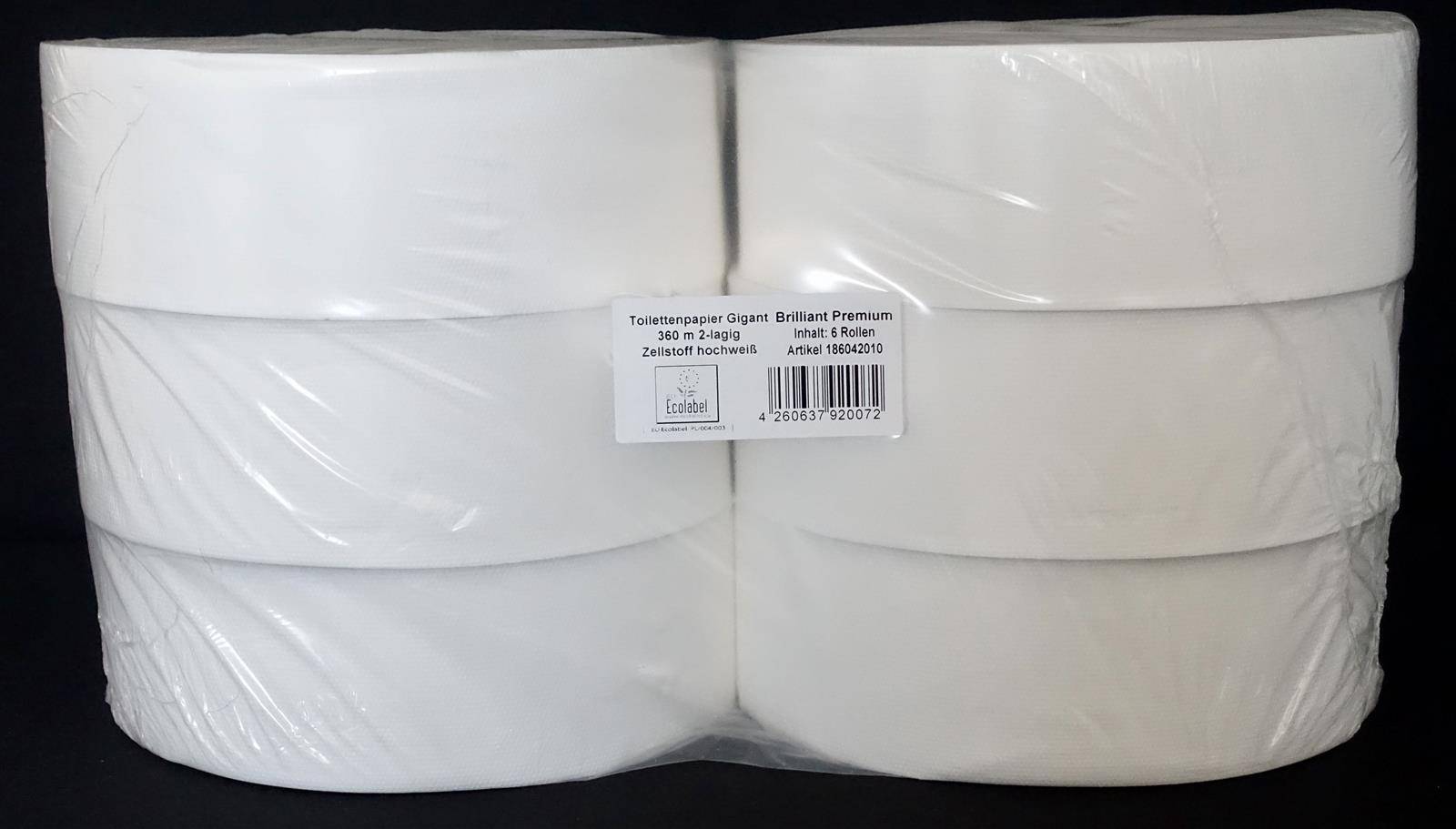 186042010 Toilettenpapier Gigant Brilliant Premium- 2-lagig, 360 m, 6 Rollen