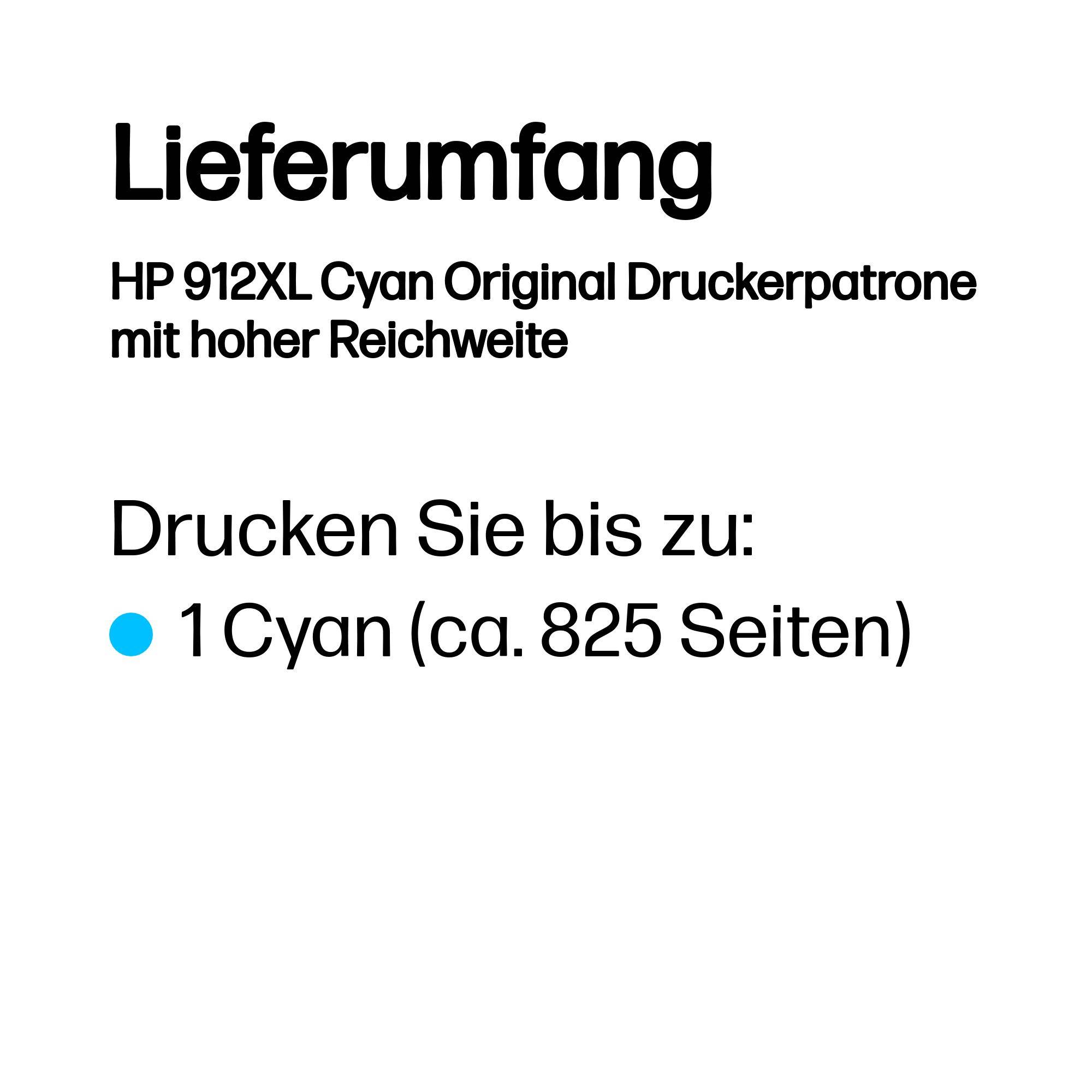 Hewlett Packard 3YL81AE HP 3YL81AE Tintenpatrone cyan No. 912 XL
