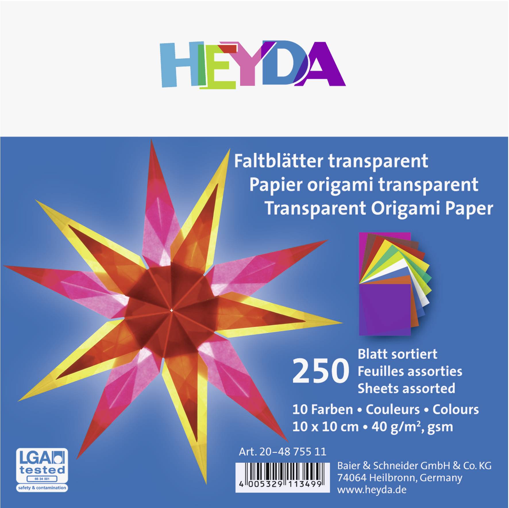 5X Heyda 204875511 Faltblätter-Set transparent, B/H: 10 cm, 40 g/m²