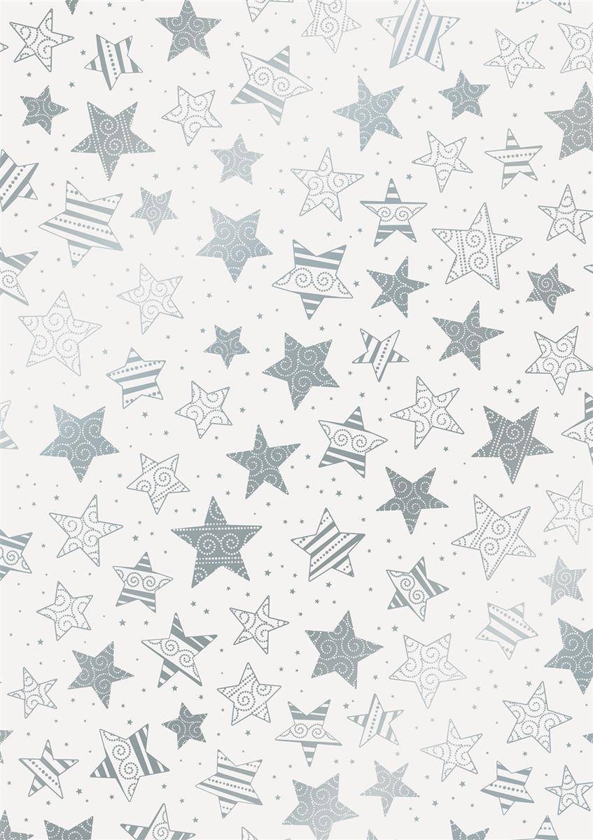25X Heyda 204878988 Transparentpapier Christmas Colour "Sterne" A4 (21 x 31 cm inkl. Codierleiste) silberfarben