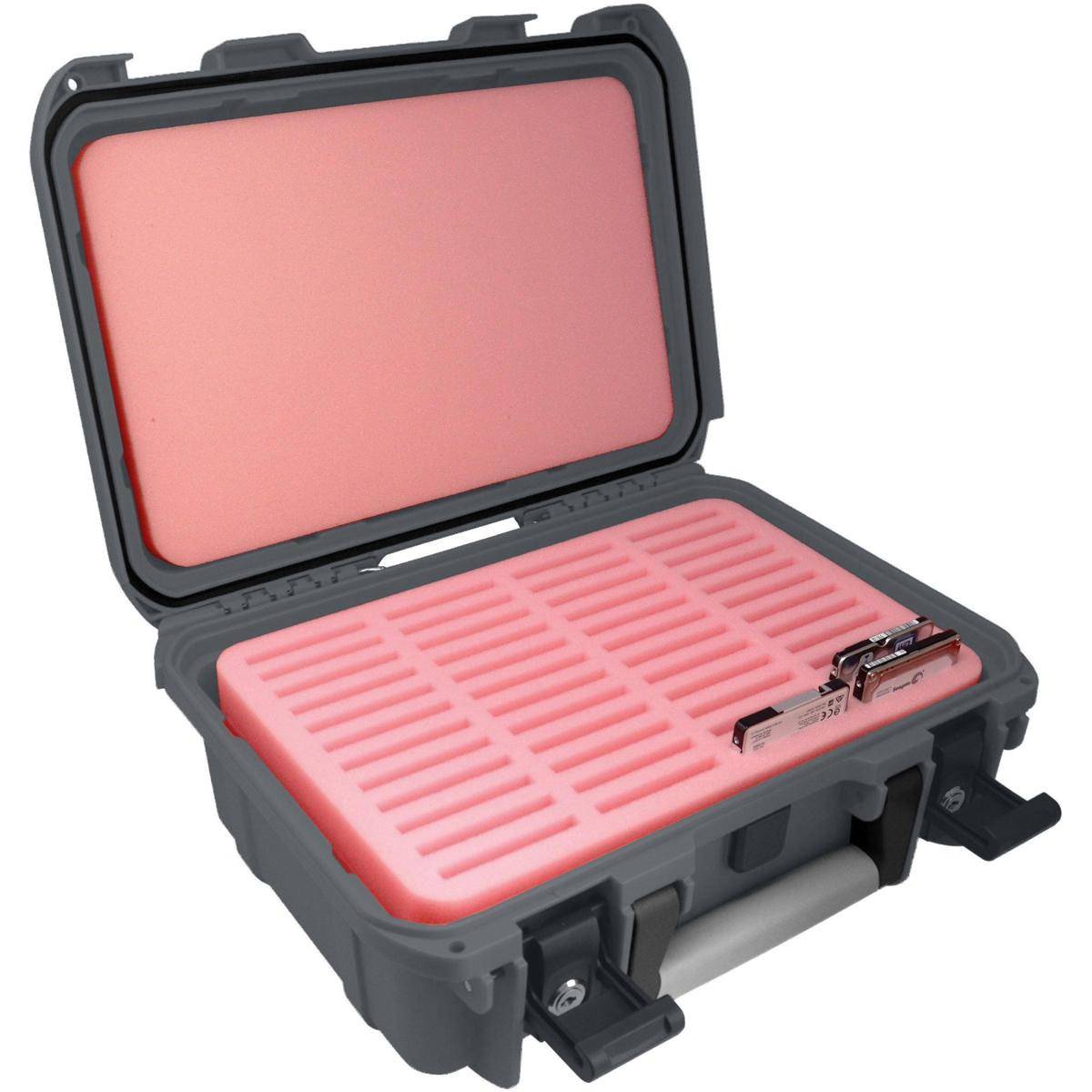 FH4888 - Schutzkoffer / Transportkoffer wasserdicht für 2,5'' SSD / HDD Festplatten - 48 Fächer