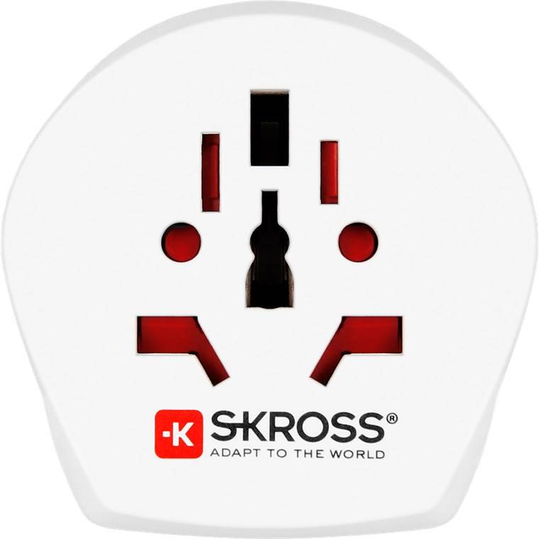 SKROSS 39769 Länderadapter Welt auf Europa, Weiß - geeignet für alle geerdeten und ungeerdeten Geräte (2- und 3-polig)