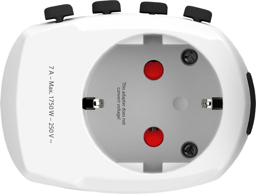 SKROSS 61260 World Adapter PRO - World, weiß - geeignet für alle geerdeten und ungeerdeten Geräte (2- und 3-polig)
