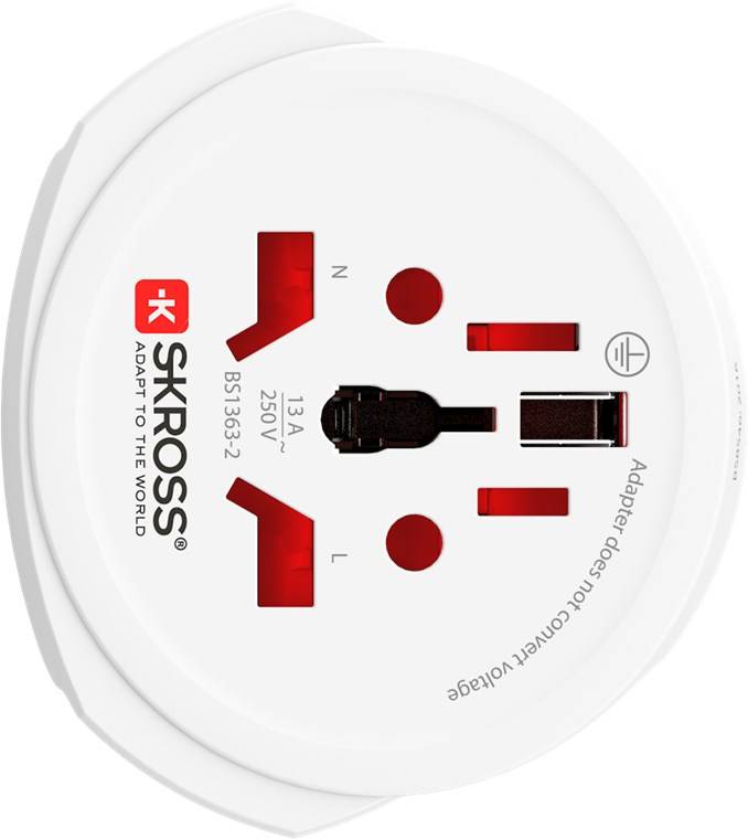 20x SKROSS 61260 World Adapter PRO - World, weiß - geeignet für alle geerdeten und ungeerdeten Geräte (2- und 3-polig)