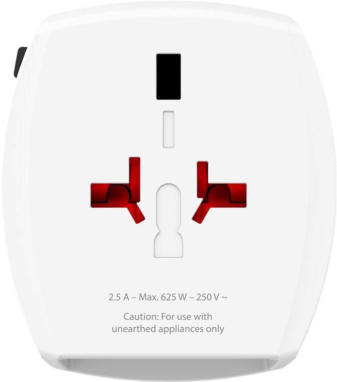 SKROSS 61664 World Adapter MUV USB 2x USB-A, weiß - kompakter, 2-poliger Weltreiseadapter mit 2 integrierten USB-Anschlüssen