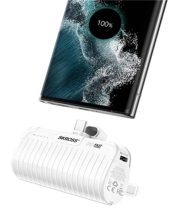 20x SKROSS 74797 Power Stand 18,5 W, 5000 mAh, 5000 mAh, weiß - Powerbank und Smartphone-Ständer in einem