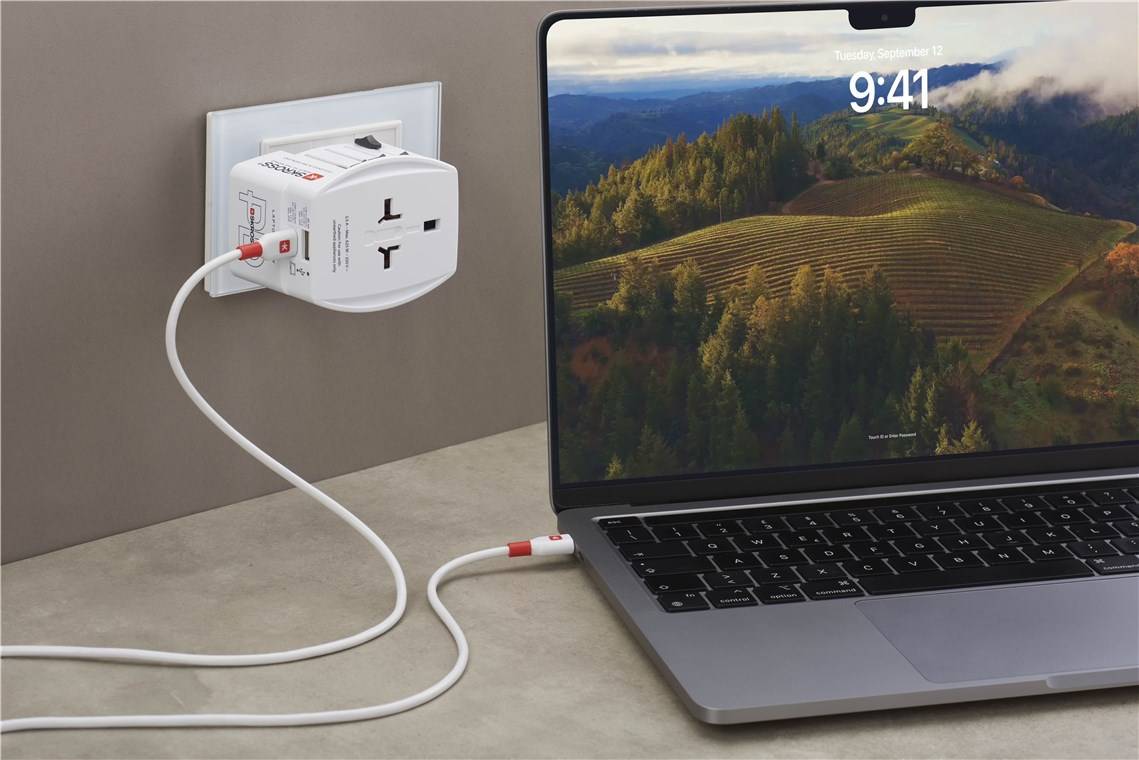 20x SKROSS 74798 Reiseadapter MUV USB AC 45 PD, weiß - 45 W, 1x USB-C™ und 1x USB-A plus internationale Netzstecker für ungeerdete, 2-polige Gerä